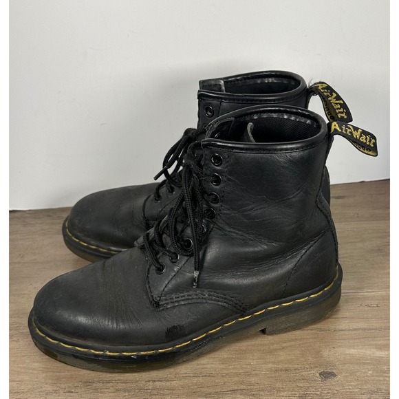 Dr. Martens P0432 Black Leather Safety Boots AirWair US 6 M 7 LSlip Resistant